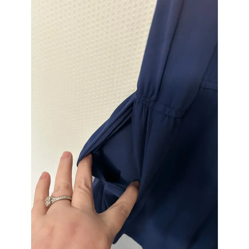 BCBGMAXAZRIA Blue Thalia Draped Romper One Piece Lightweight Pockets‎ Size Small